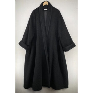 ANVERS Coat Womens XL Alpaca Kimono Shawl Collar Bathrobe Long Black